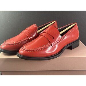 NEW Red Penny Loafer Shoes Silver Studs Women Size 8 Valentines Day Sarto
